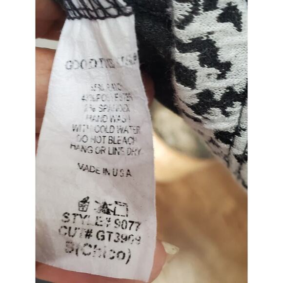 Good Time Women's White Black Rayon Round Neck Long Sleeve Knee Length Dress S - Picture 8 of 10